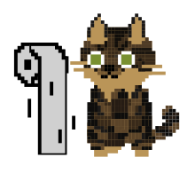 Cat batting a toilet-paper roll while the user scrolls