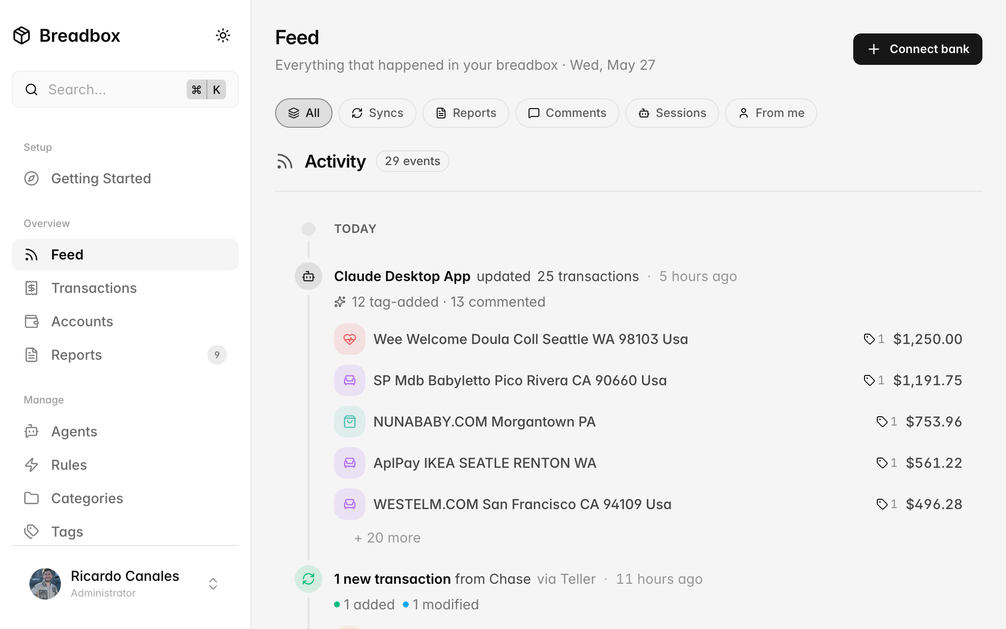 Breadbox dashboard