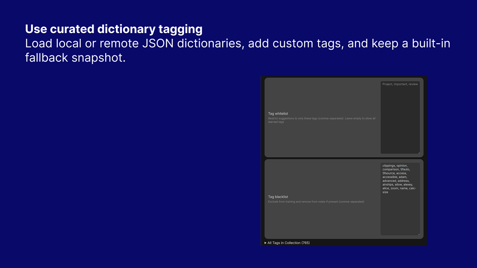 Auto Tagger static dictionary mode