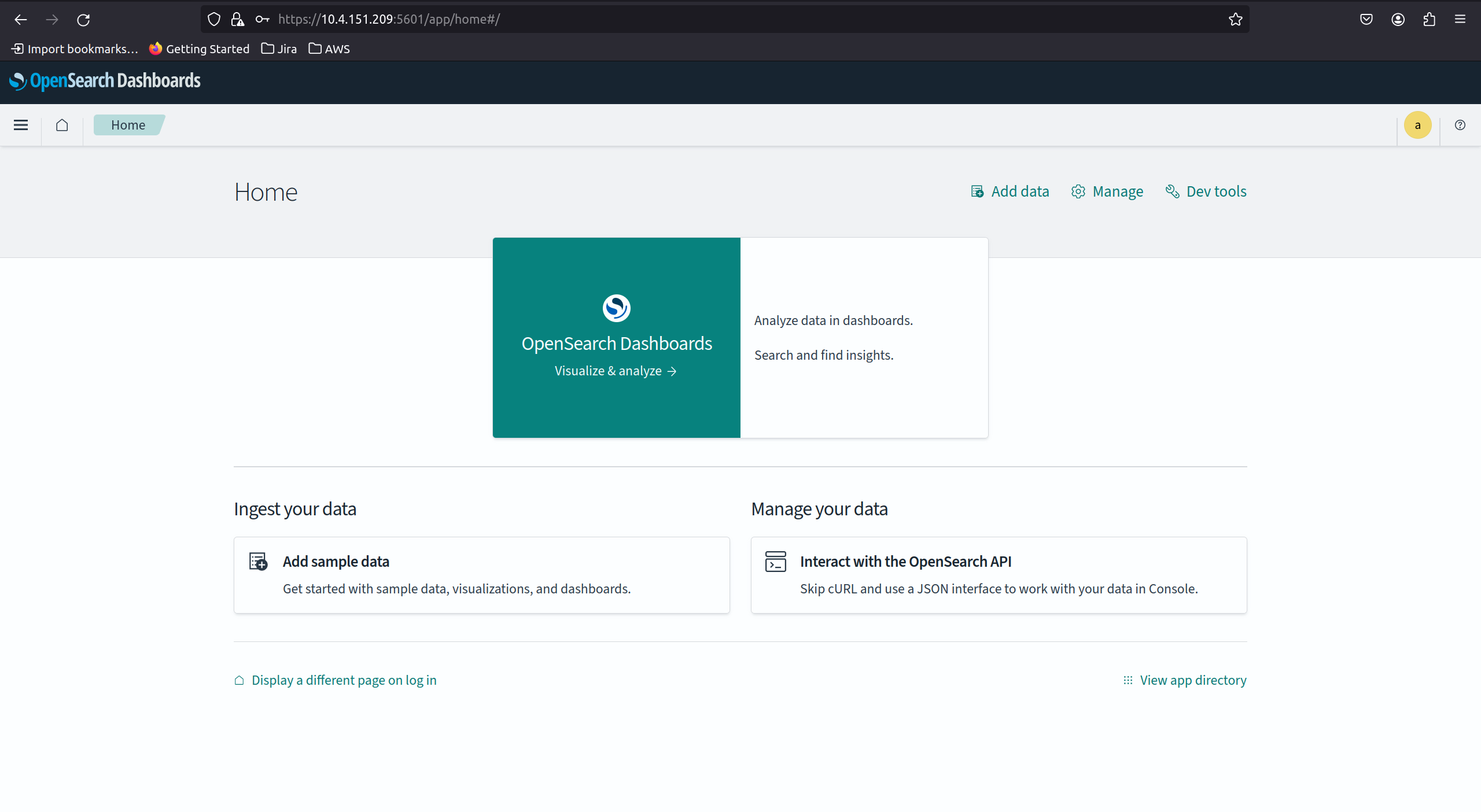 OpenSearch Dashboards login