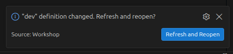 The definition change prompt