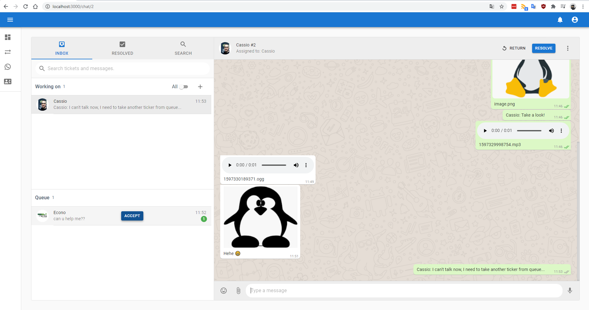 Chat with contact