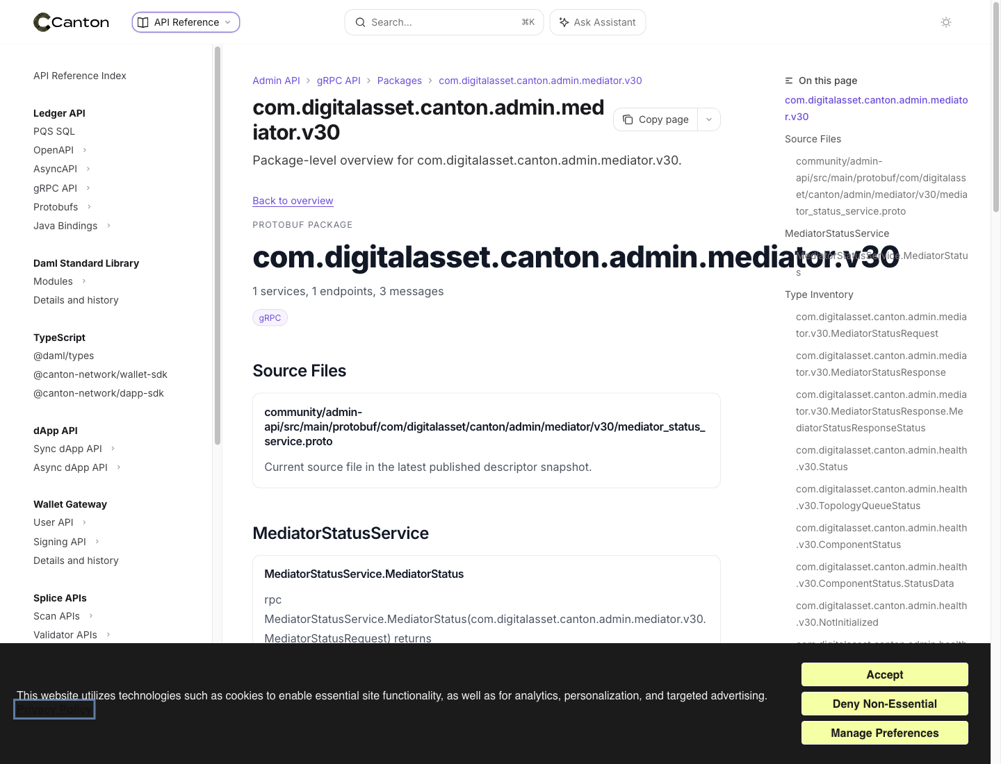 Screenshot of /reference/admin-api/protobuf/packages/com-digitalasset-canton-admin-mediator-v30
