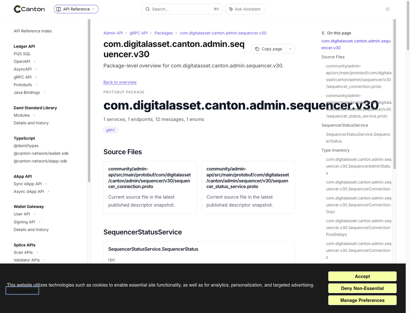 Screenshot of /reference/admin-api/protobuf/packages/com-digitalasset-canton-admin-sequencer-v30