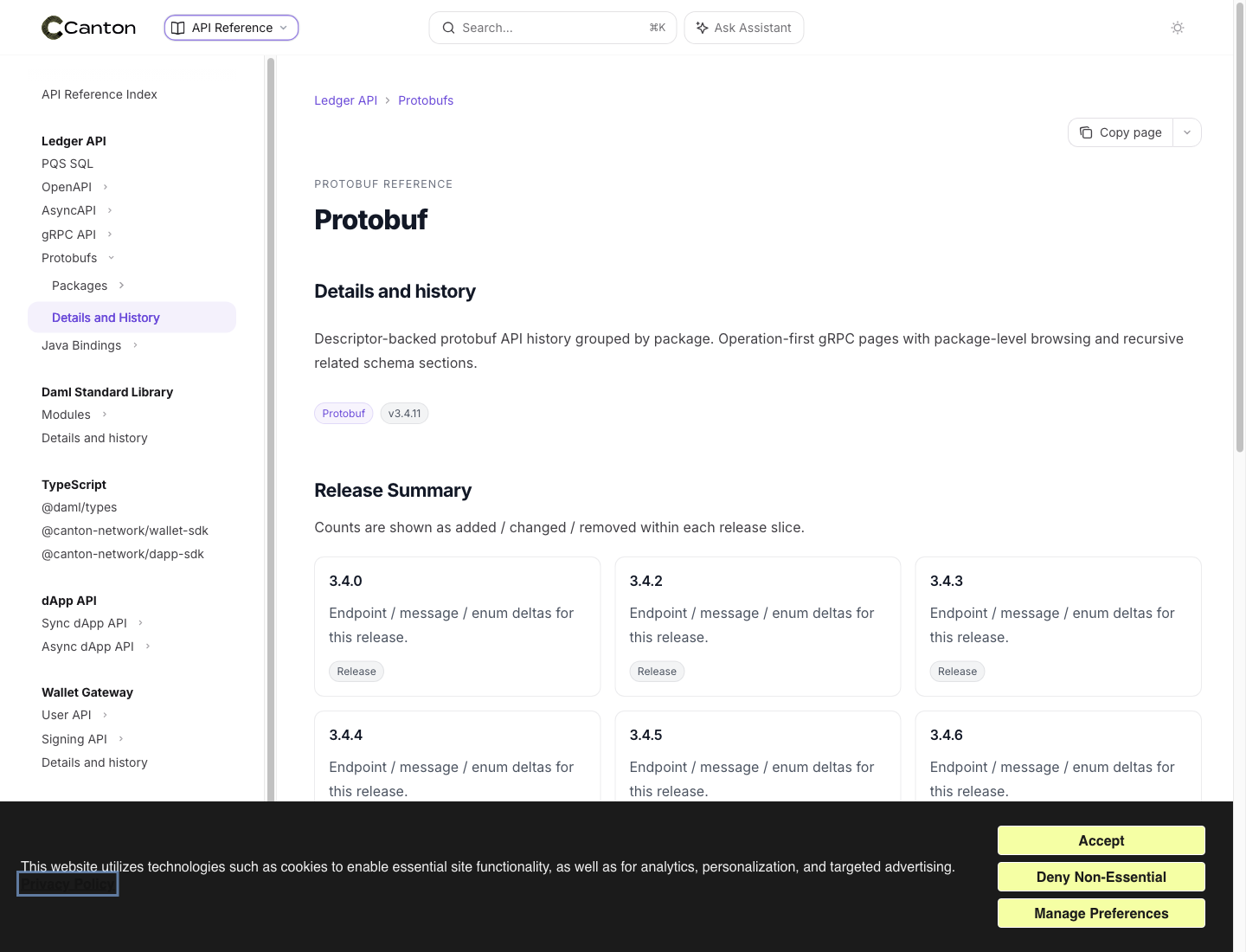 Screenshot of /reference/protobuf
