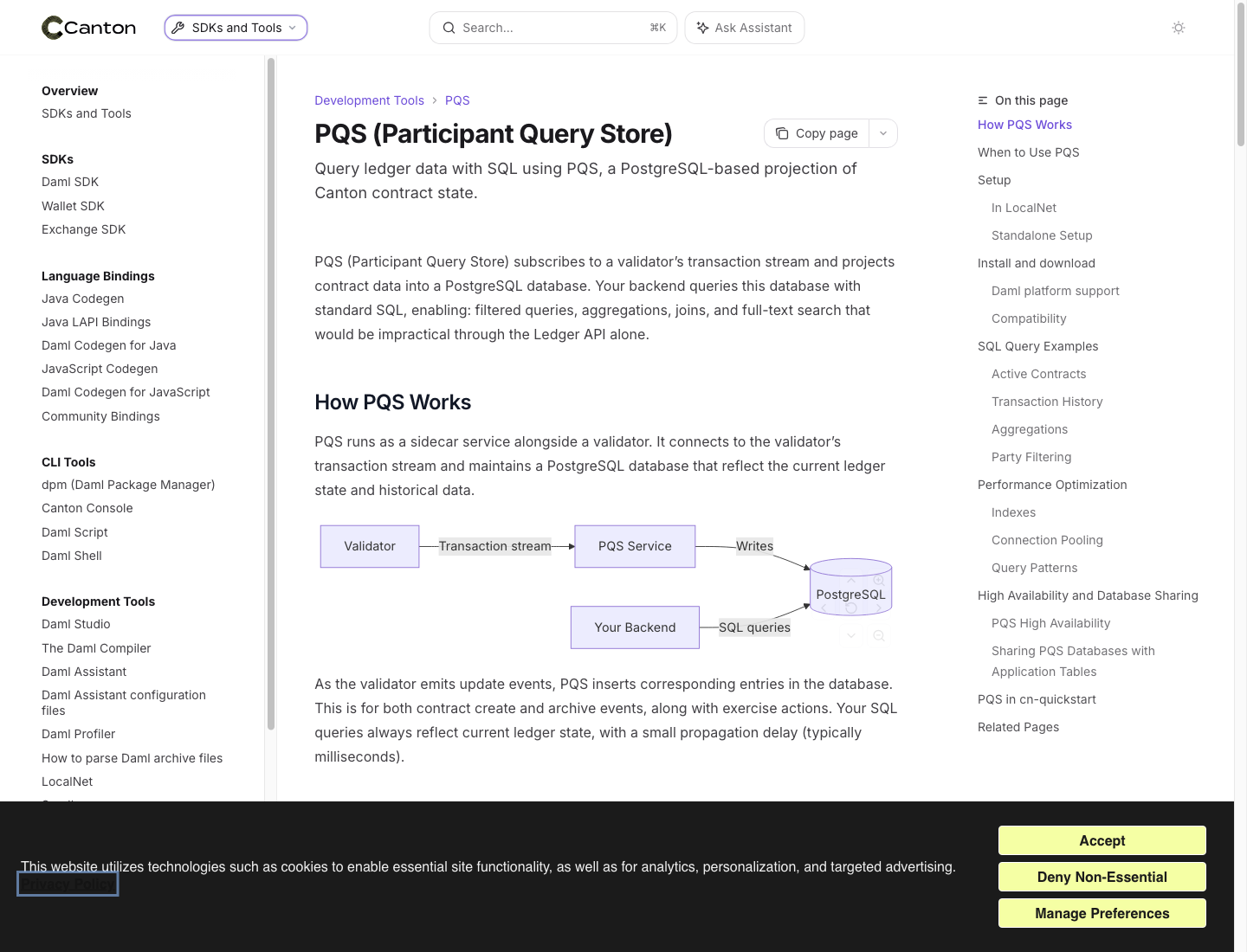 Screenshot of /sdks-tools/development-tools/pqs