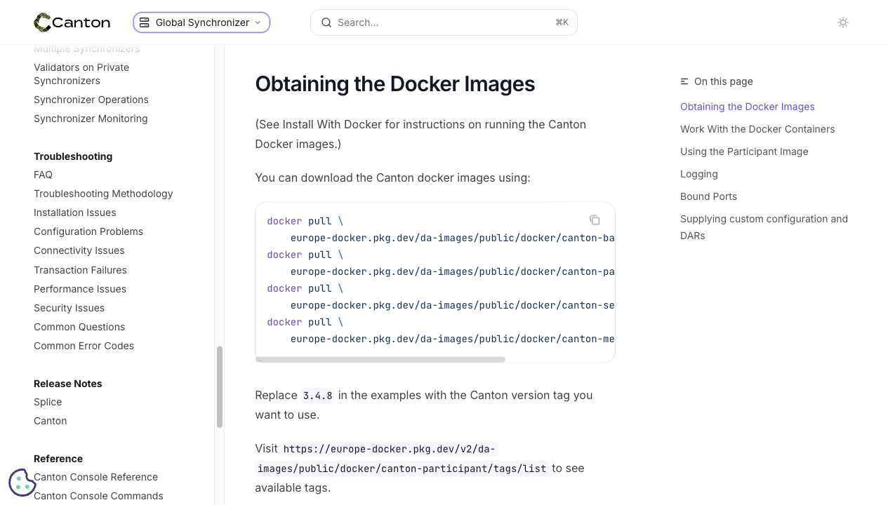 Docker version substitution note