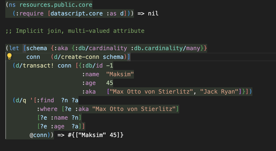 evaluating datascript code successfully