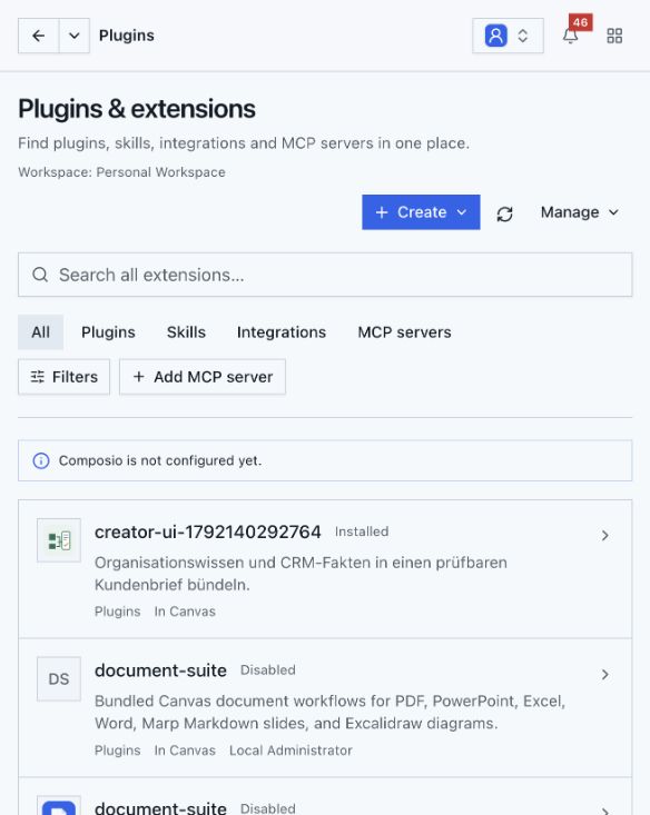 Shared Plugin catalog