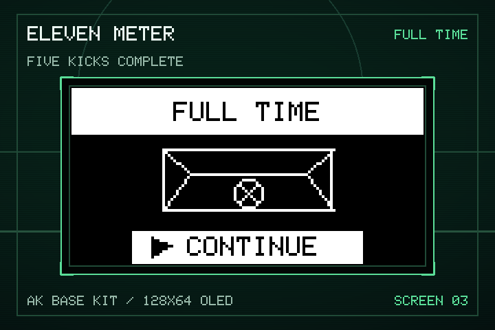 Banner-themed frame around the match-over transition