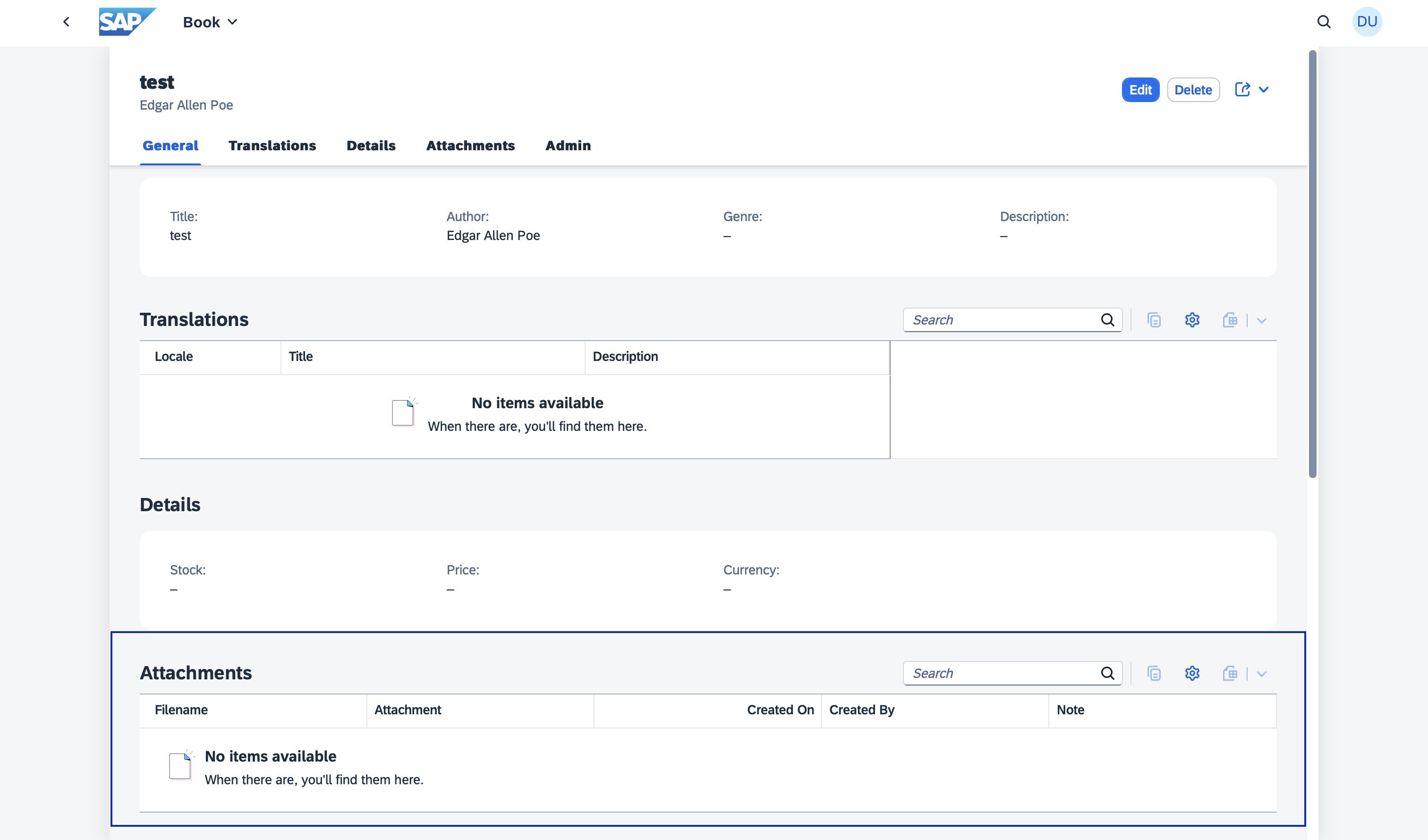 Attachments Table