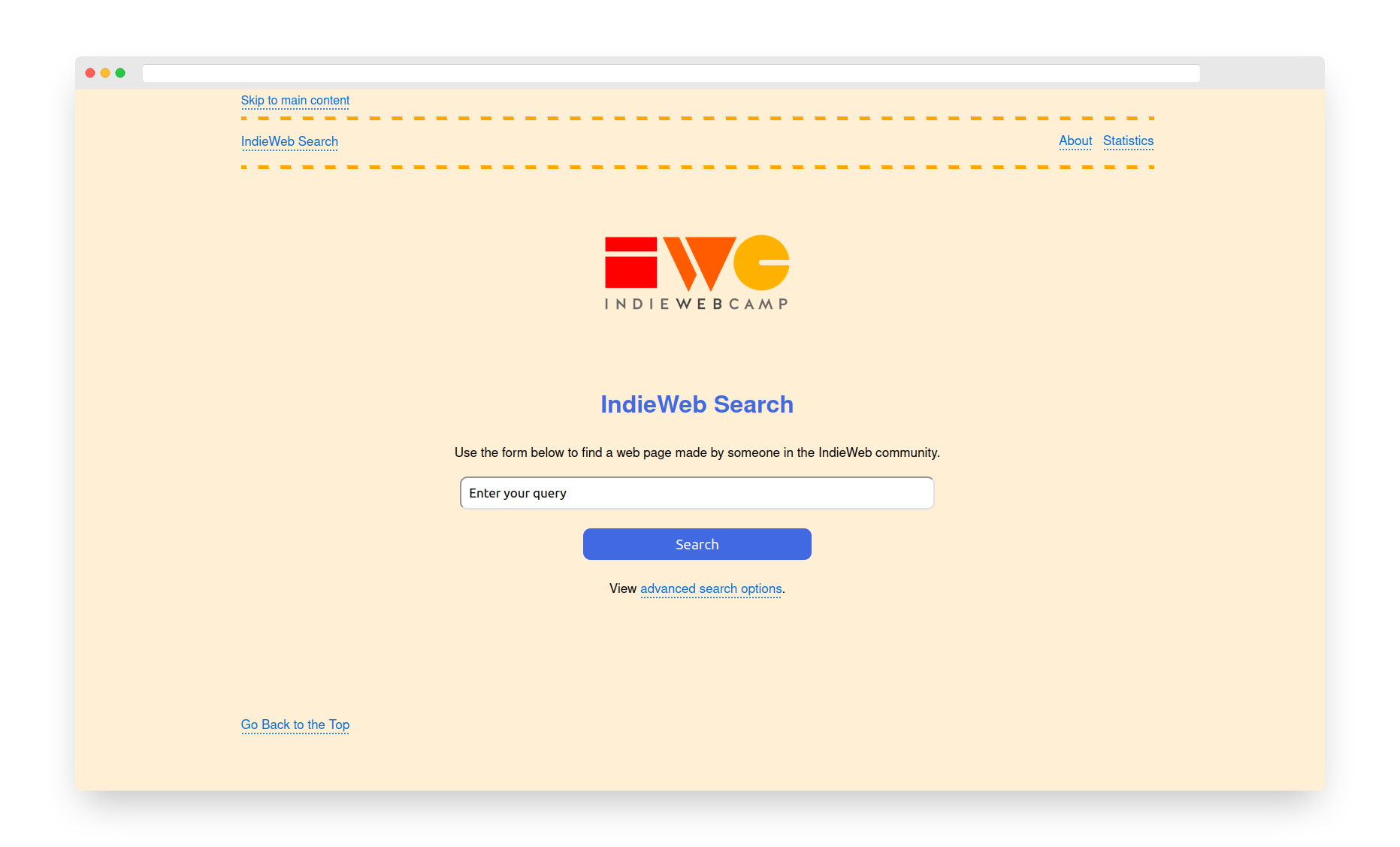 IndieWeb search engine home page