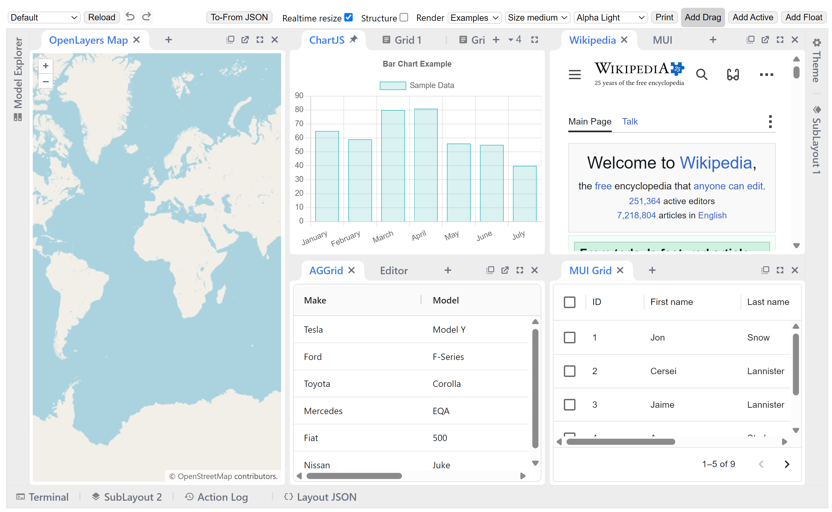 FlexLayout Demo Screenshot