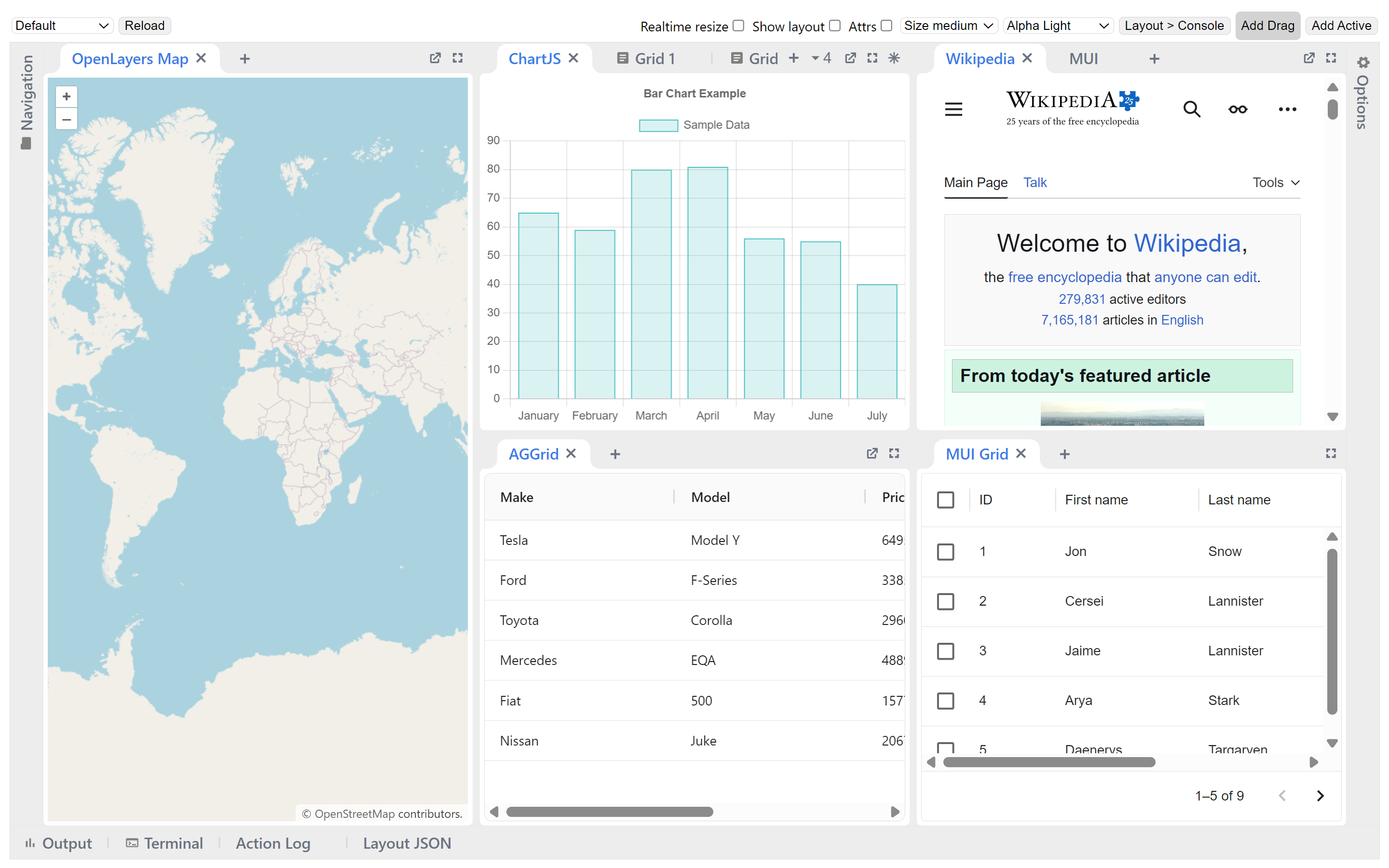 FlexLayout Demo Screenshot