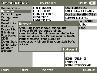 Screenshot showing EDB error message.