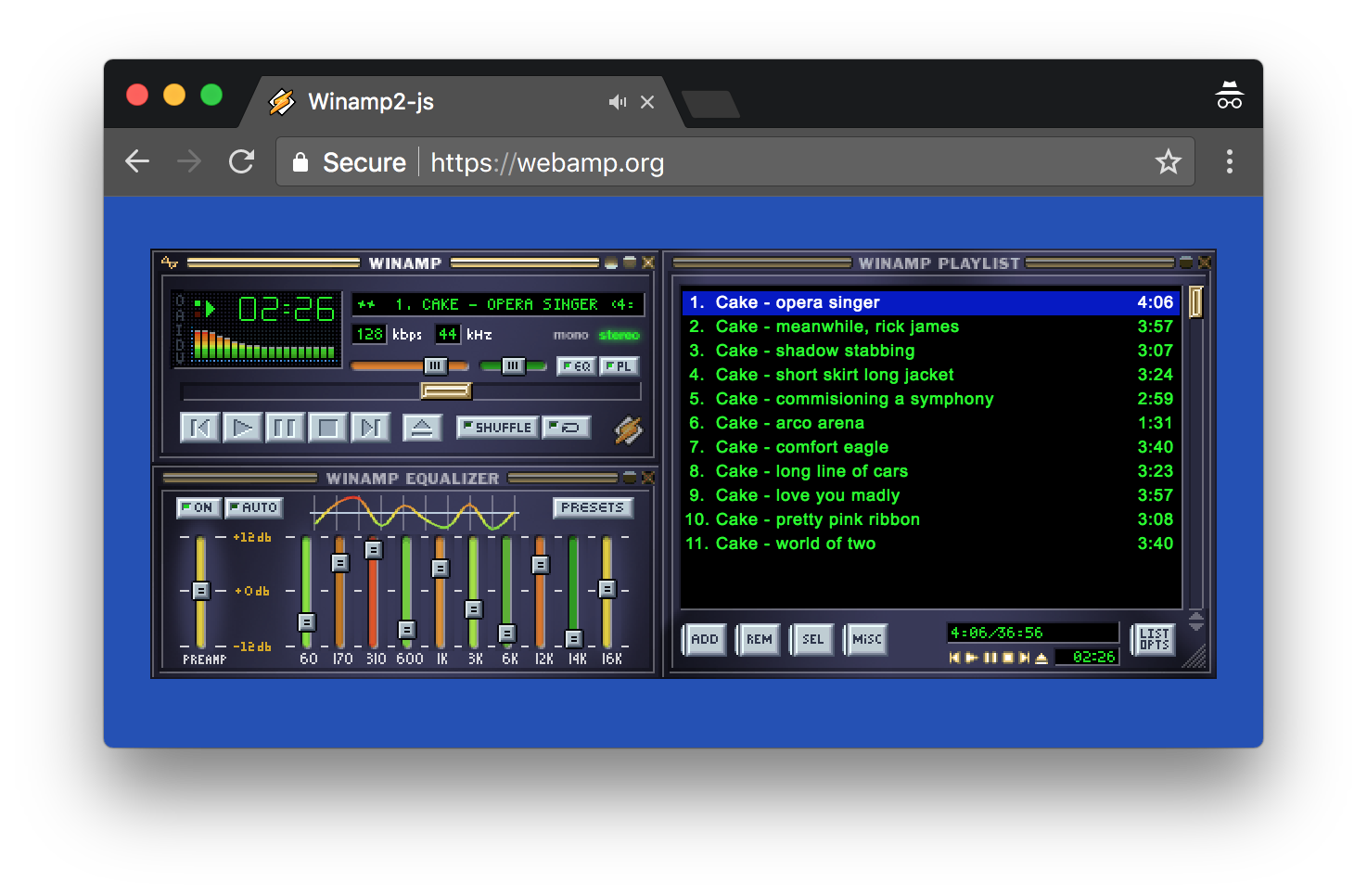 Screenshot of Webamp