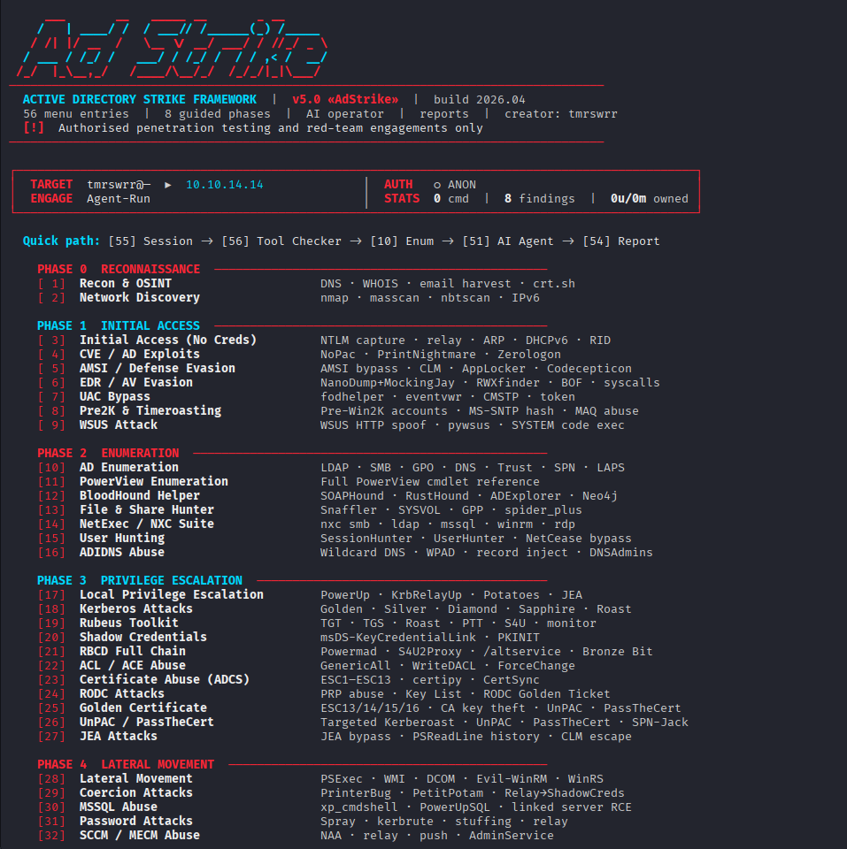 AdStrike main menu