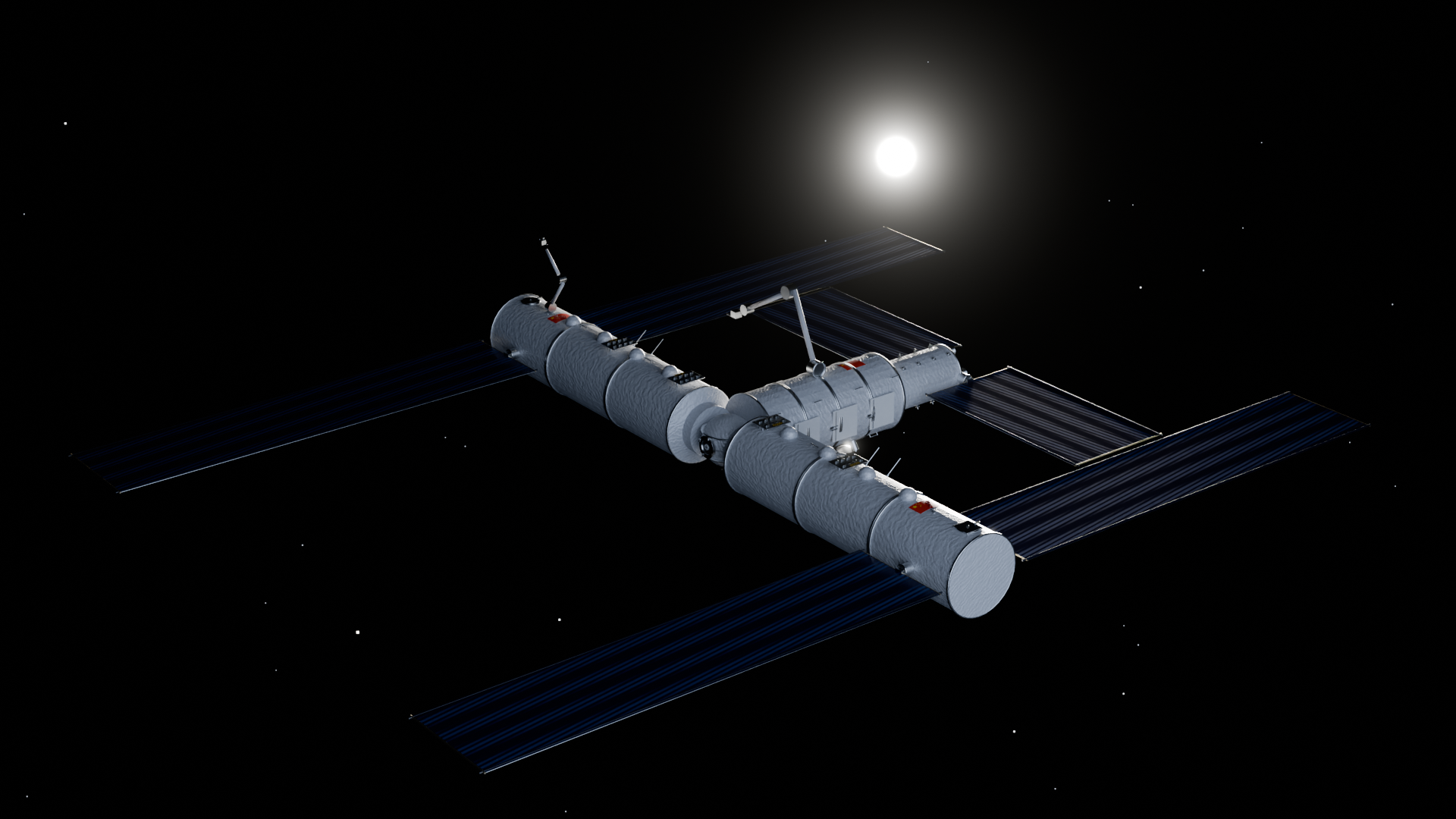 Space station, eclipse rim lighting