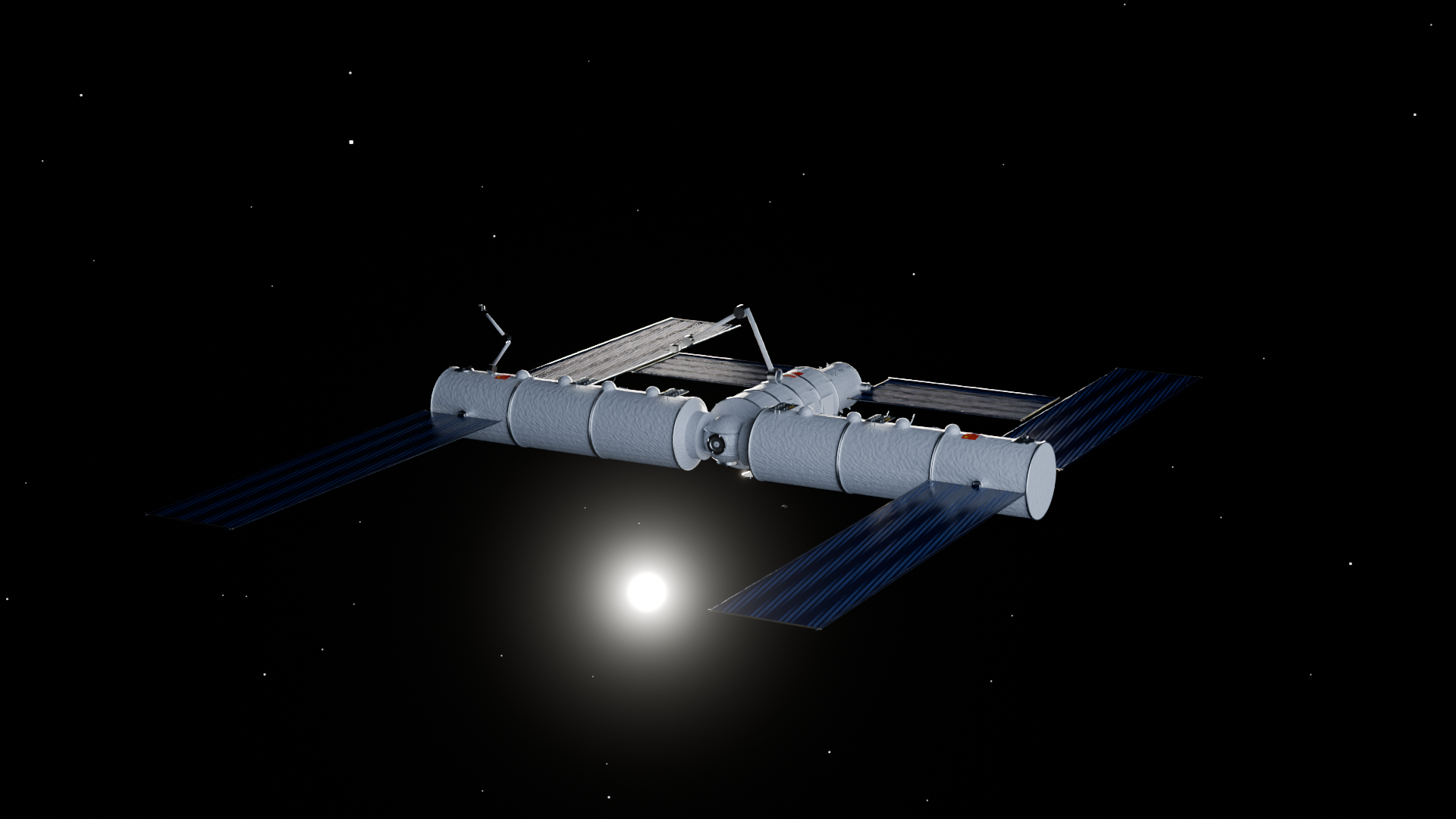 Space station, low graze lighting