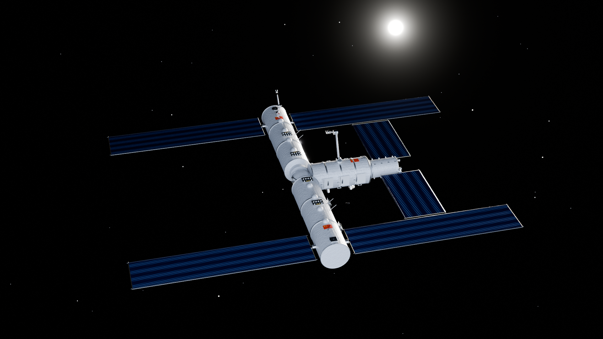 Modular space station, backlit