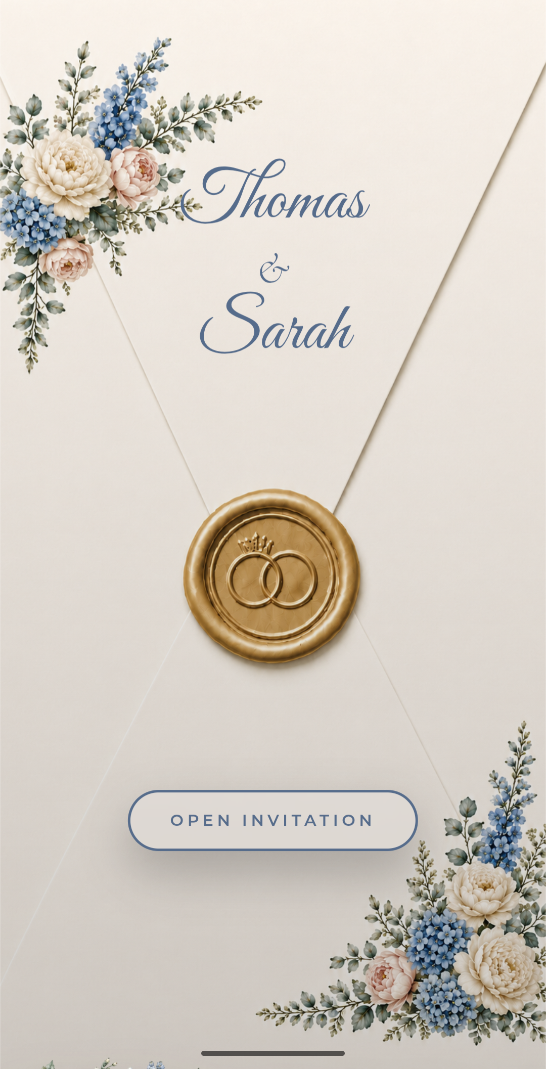 Garden Romance digital wedding invitation template preview 1