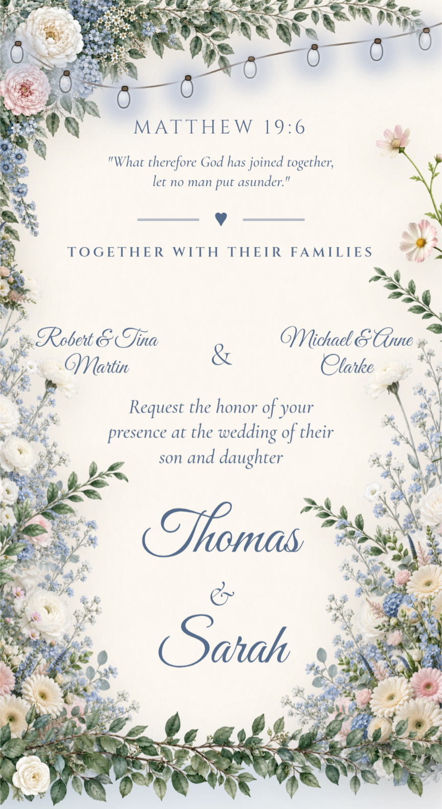 Garden Romance digital wedding invitation template preview 2