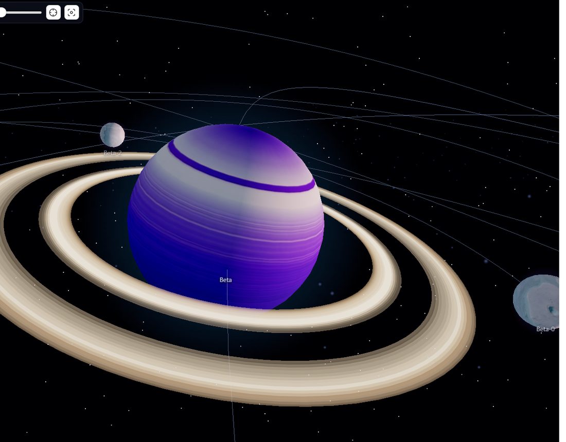 A ringed ice giant with its own moons