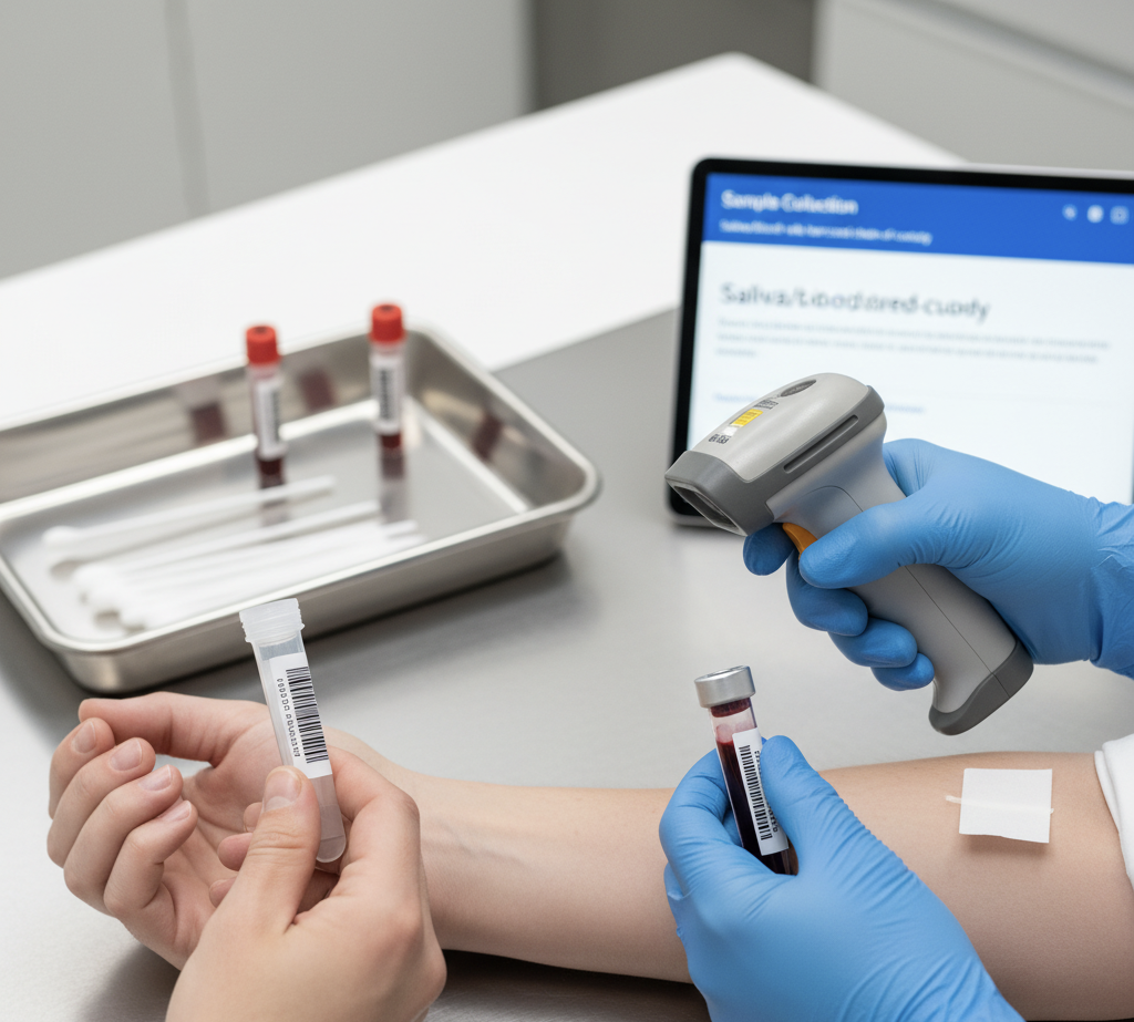 DNA sample collection kit for genetic testing saliva or blood