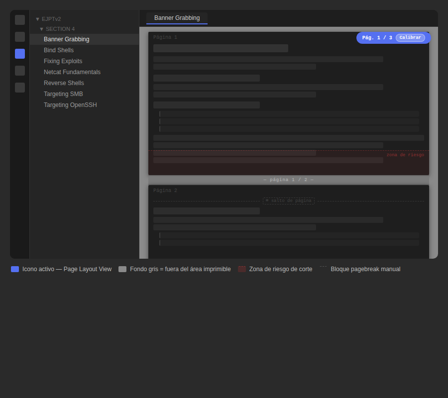 Page Layout View activo en el editor