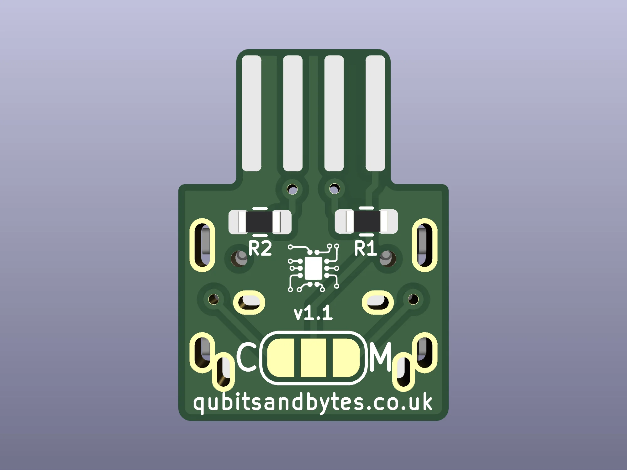 KiCAD render of the bottom of the board Bottom of the board