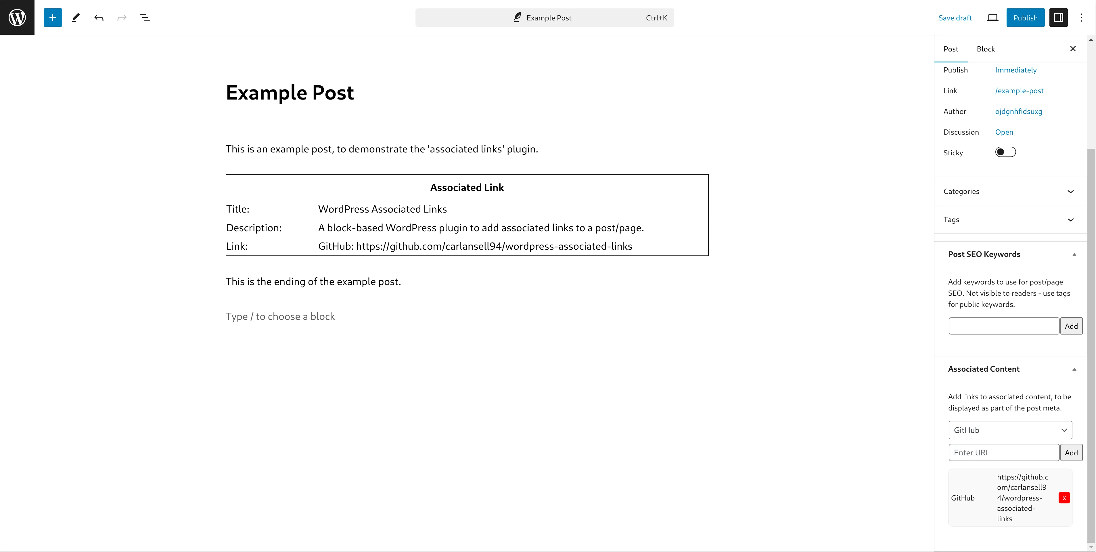 Editor sidebar
