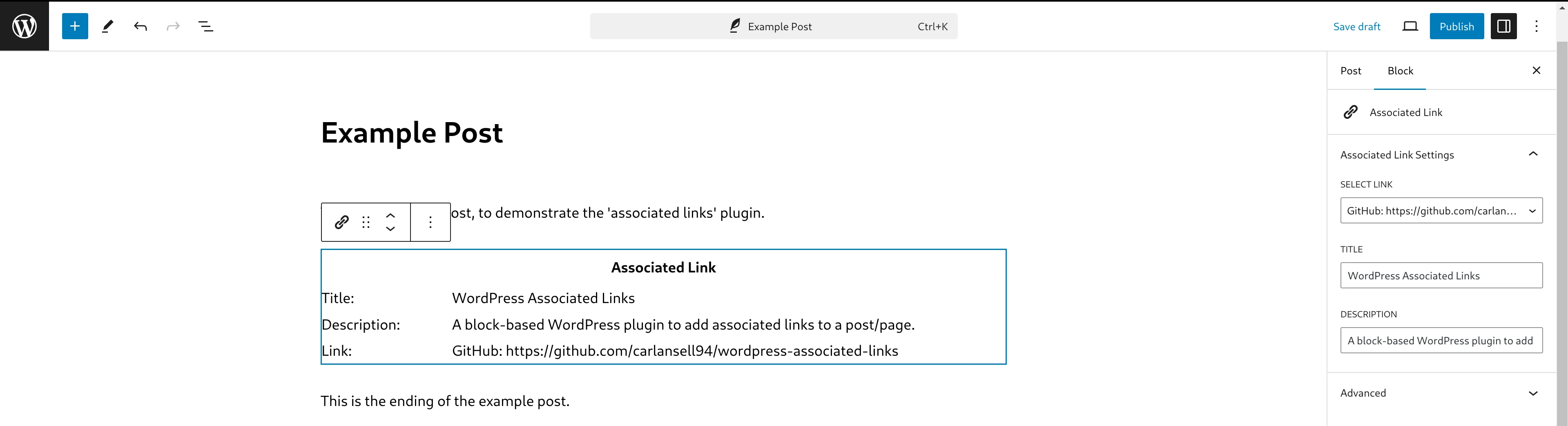Editor block settings