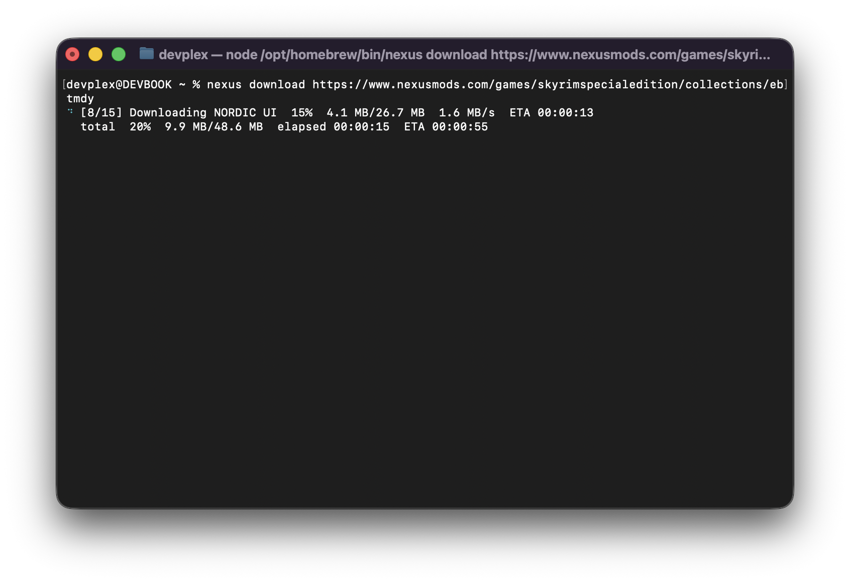 nexus downloading a collection