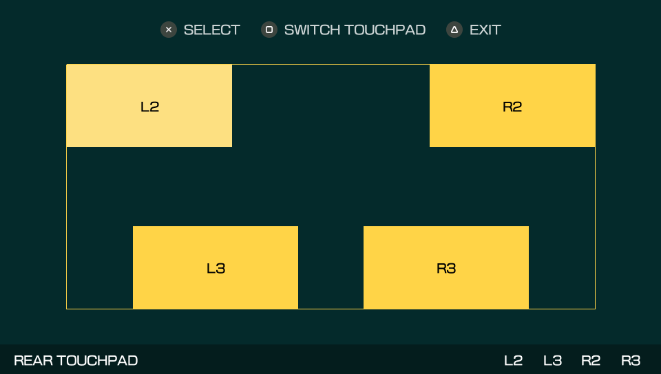 Touchpad control edit screen