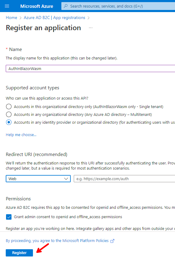 Registration settings