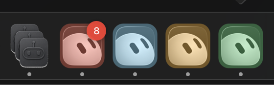 Lots of Agents — multiple tinted clones in the Dock