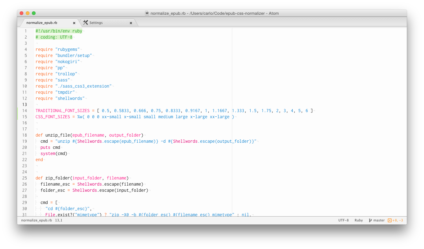 Screenshot of theme showing Ruby code