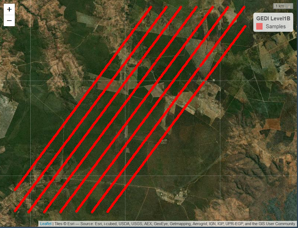 Original rGEDI Level 1B footprint map