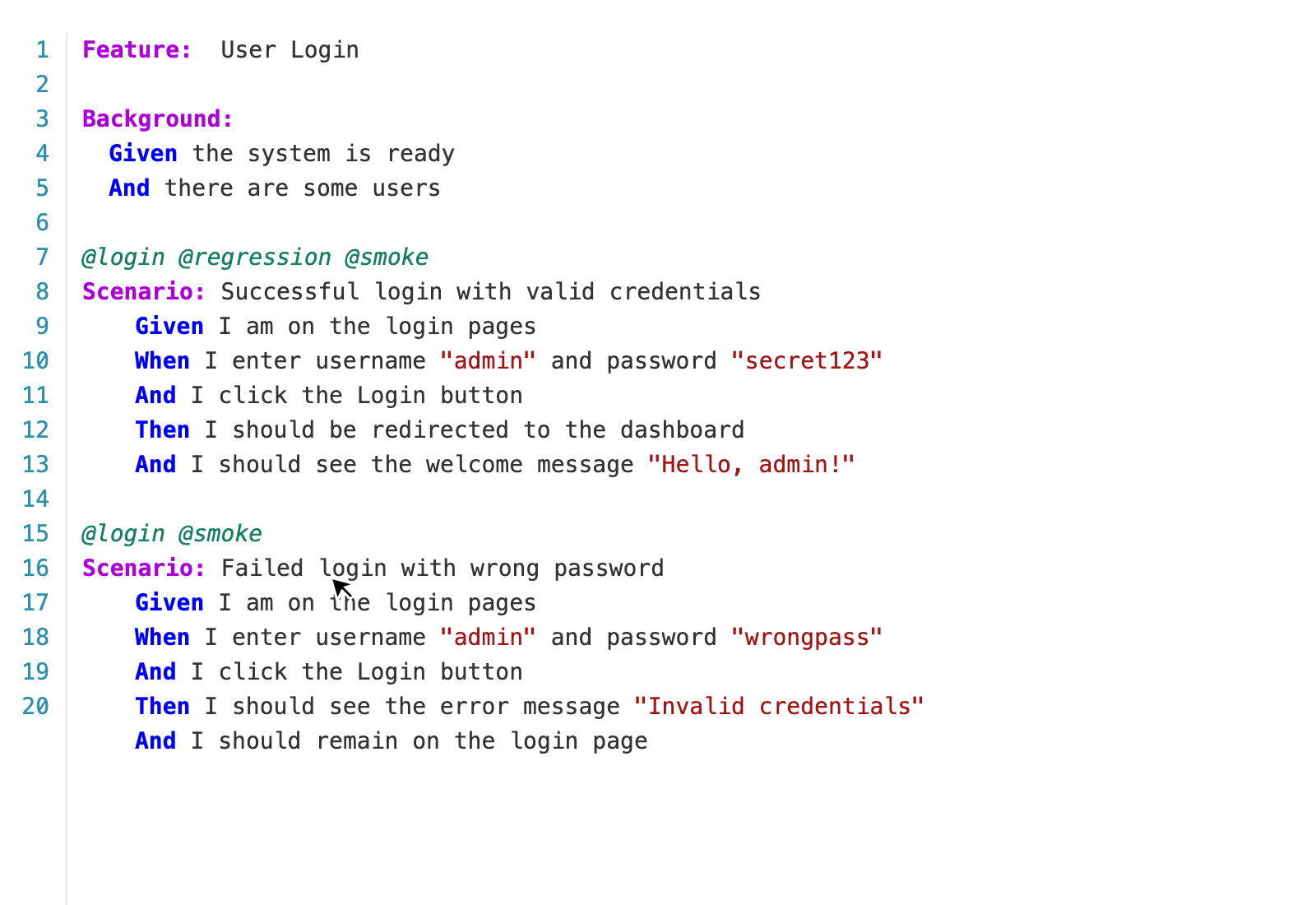 Hover on a tag - shows the number of scenarios it affects across the workspace