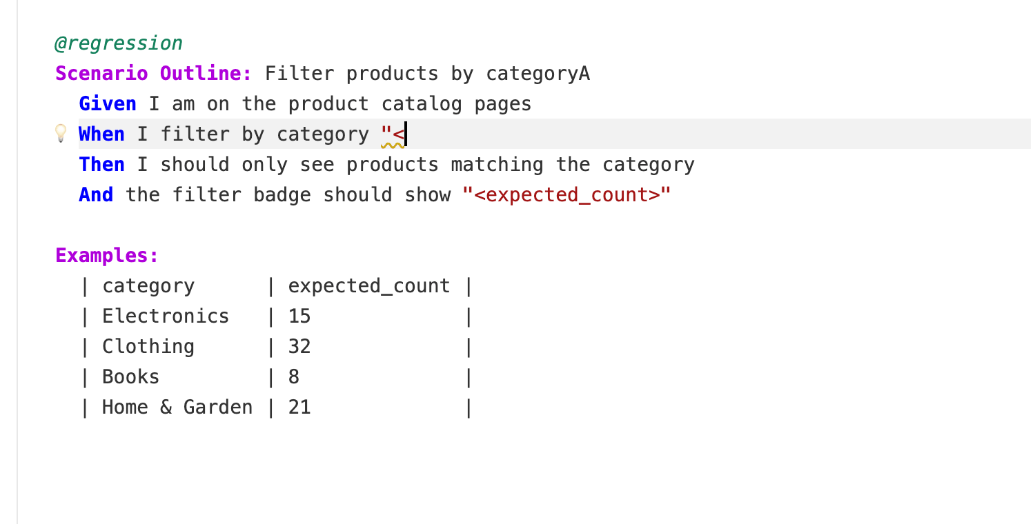 Autocomplete suggesting Examples table column headers