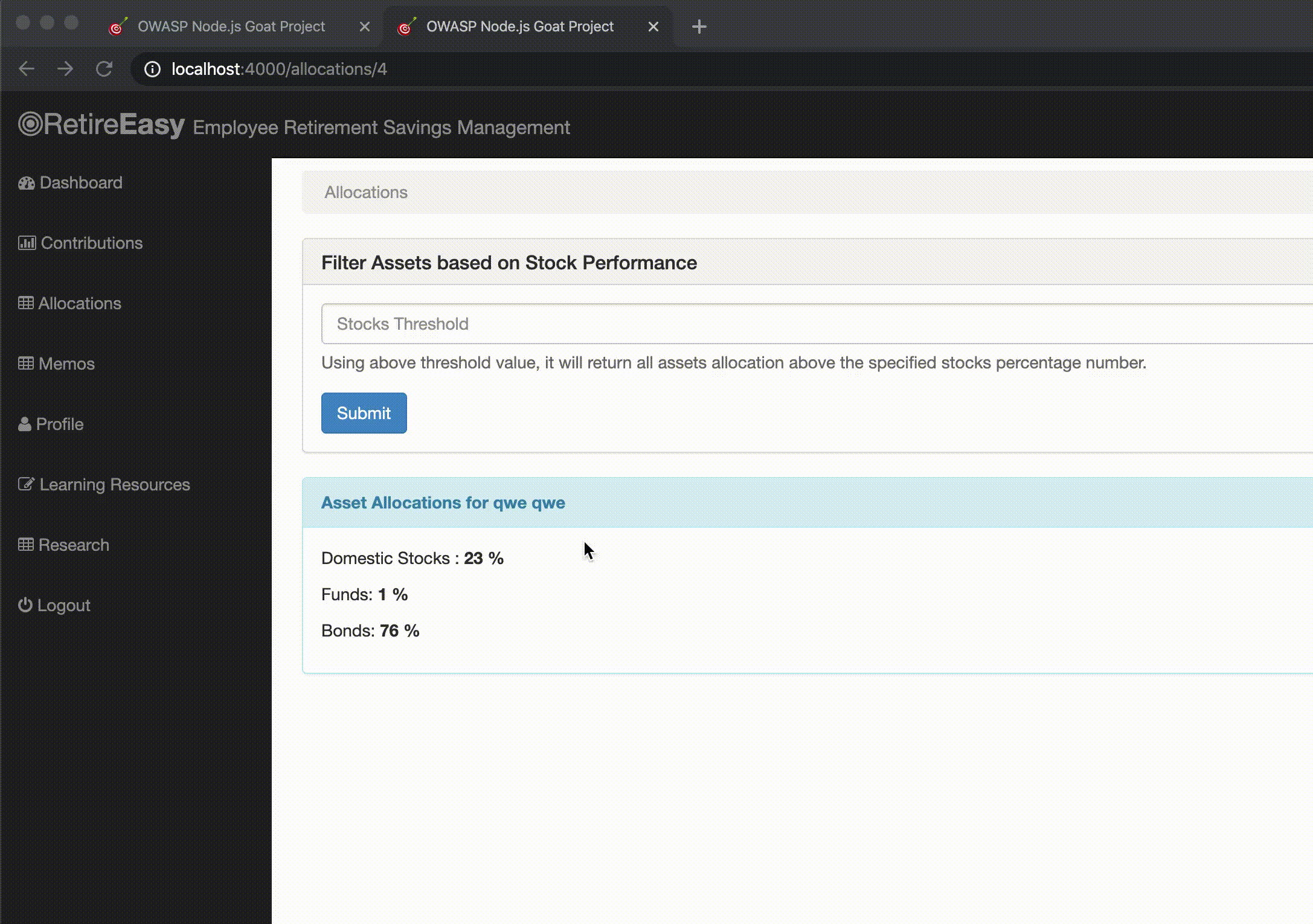 GIF showing that the WAF detects an attempt of SQL injection