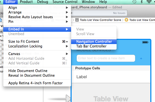 Embedding main view controller in a navigation controller