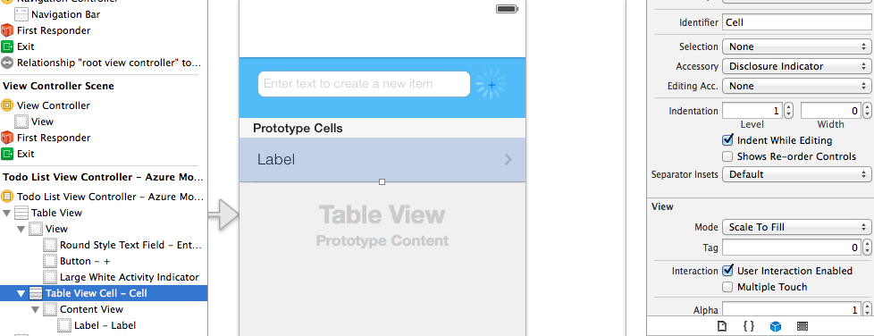 Add disclosure indicator to table cell