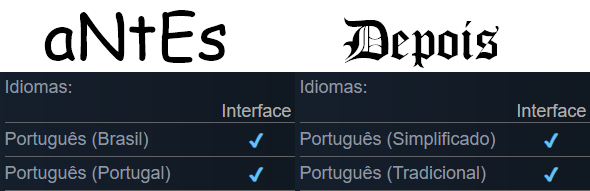 Página do Steam antes e depois da extensão