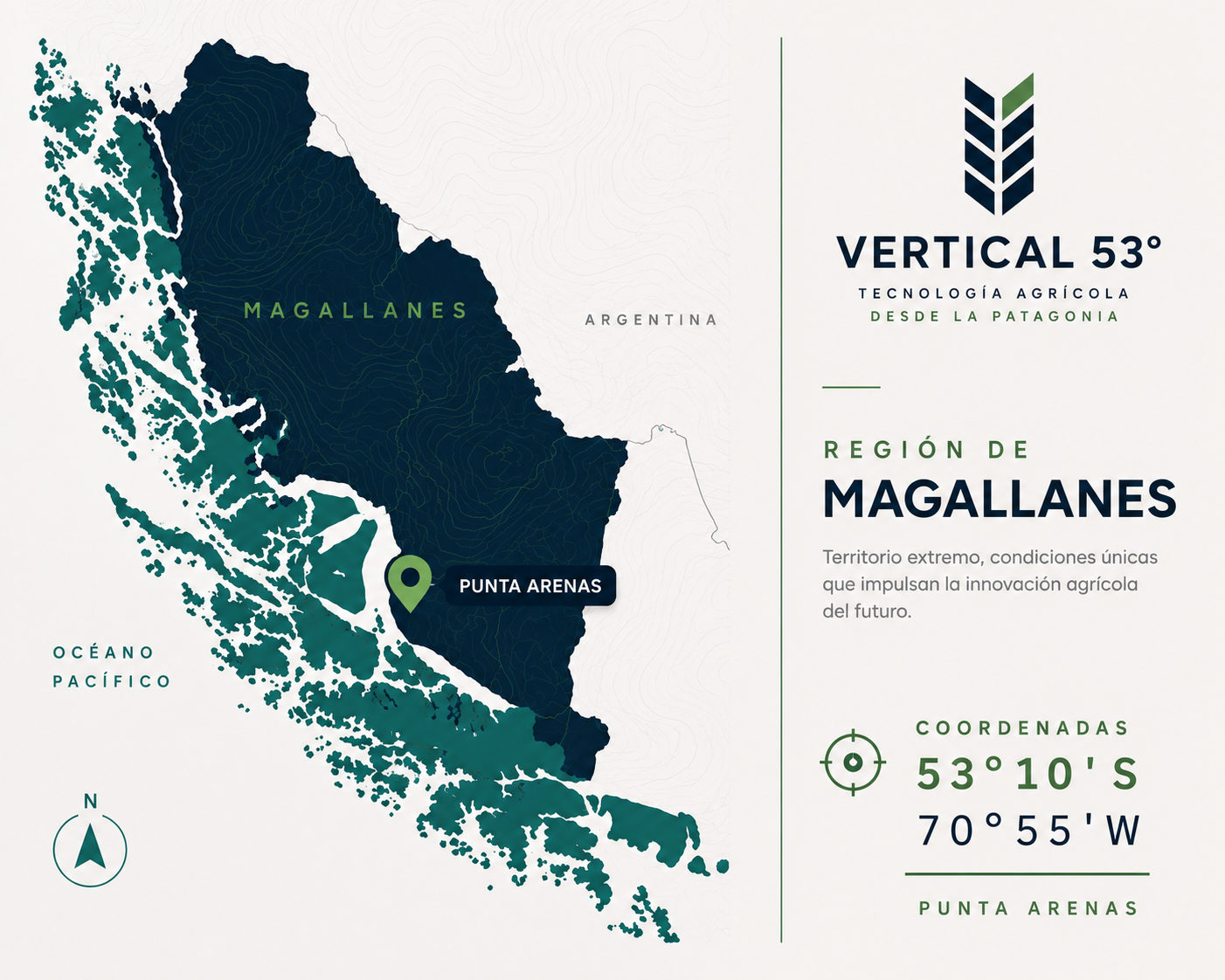 Mapa Región de Magallanes – Vertical 53°