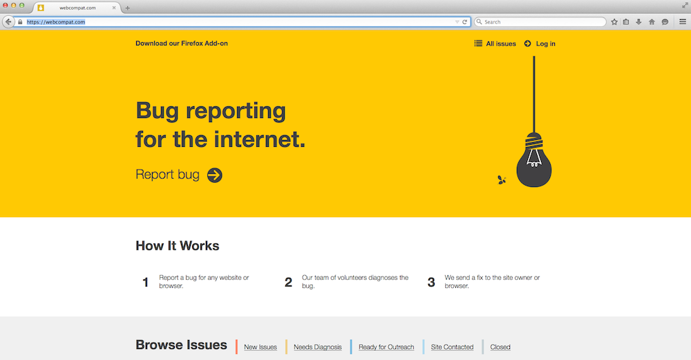 Screenshot of webcompat.com
