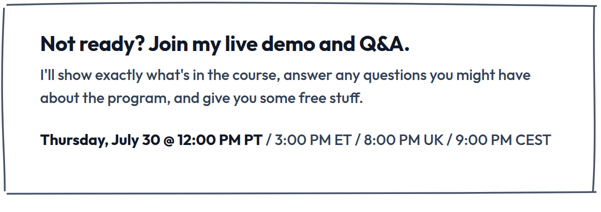 Live demo and Q&A Thursday July 30