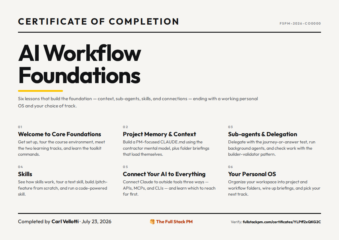 Course certificate