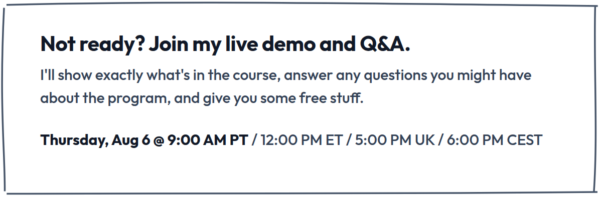 Live demo and Q&A Thursday Aug 6