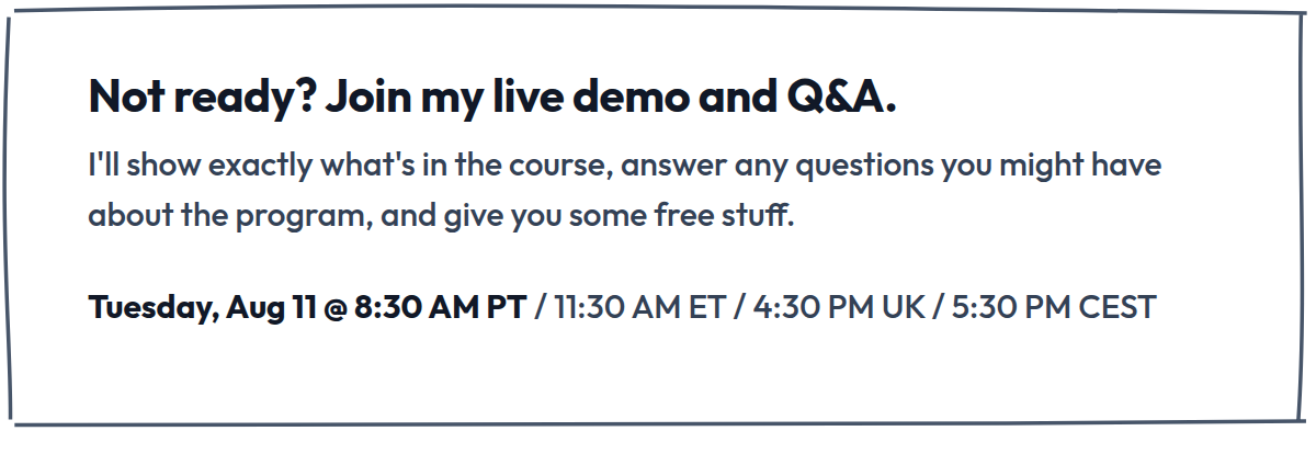 Final live Q&A Tuesday Aug 11